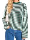 Camisa listrada de manga comprida Meiyi Station Oversize verde escuro