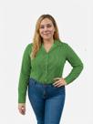 Camisa Listrada Manga Longa Feminina Plus Size Cor:VerdeTamanho:G3 Camisa Listrada Manga Longa Feminina Plus Size Cor:VerdeTamanho:G3