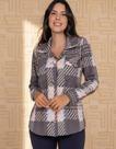 Camisa longa em flanela xadrez cinza e rosa Camisa longa em flanela xadrez cinza e rosa