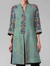 Camisa Longa Feminina Plus Size - Estampa Floral Vintage com Gola Mandarim