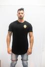 Camisa Longshirt de visco lycra e estampa dourada