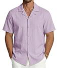 Camisa MAGNIVIT Cuban Casual Beach de manga curta para homens roxa Camisa MAGNIVIT Cuban Casual Beach de manga curta para homens roxa