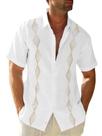 Camisa Makkrom Guayabera Cubana de Manga Curta Algodão Linho