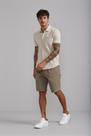 Camisa Manga Curta com Bolso Piquet Slim Fit - Marrom Craft / Creme