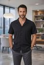 Camisa Manga Curta Fibra De Bambu Side Design Arrow - Preto