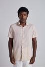 Camisa Manga Curta Slub Slim Fit - Bege Areia