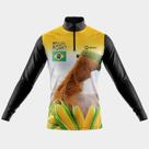 Camisa Manga Longa Brasil Agro Proteção Uv Respirável Zíper Agro Boi Soja Colheita