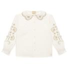 Camisa Manga Longa Gola Bordada Estilosa Infantil Off White