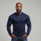 Camisa Manga Longa Masculina UV 50+ Dry Fit Esportiva Azul Marinho Camisa Manga Longa Masculina UV 50+ Dry Fit Esportiva Azul Marinho