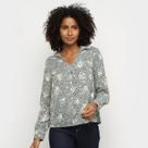 Camisa Manga Longa Road Mel Estampada Amarração Feminina