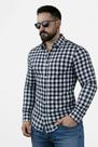 Camisa Manga Longa Slim Xadrez Masculina Algodão