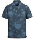 Camisa masculina Alex Vando com estampa de mistura de linho, manga curta, azul marinho Camisa masculina Alex Vando com estampa de mistura de linho, manga curta, azul marinho