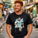 Camisa Masculina Argentina Messi Golden Ball Estampa Futebol Ídolo Camiseta Esportes Algodão Macio Cor:PretoTamanho:M Camisa Masculina Argentina Messi Golden Ball Estampa Futebol Ídolo Camiseta Esportes Algodão Macio Cor:PretoTamanho:M