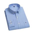 Camisa Masculina Azul de Manga Comprida em Algodão Oxford - Tamanhos S-7XL
