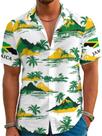 Camisa masculina BJQ Jamaica Palm Trees Hawaiian Casual