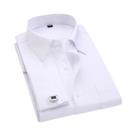 Camisa Masculina Branca de Manga Comprida com Punho Francês - Tamanhos M ao 6XL