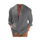Camisa Masculina Casual de Manga Comprida - Solta, Cor Sólida, Estilo Vintage