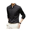 Camisa Masculina Casual De Negócios De Manga Longa Em Cor Sólida, Resistente a Rugas, Confortável