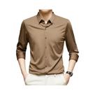 Camisa Masculina Casual De Negócios De Manga Longa Em Cor Sólida, Resistente a Rugas, Confortável