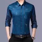 Camisa Masculina Casual Elegante - Manga Comprida, Estampada, Sem Engomar