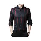 Camisa Masculina Casual Estampada De Manga Longa Com Gola Lapela Confortável E Sem Amassados Top
