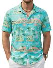 Camisa masculina Cotrasen de manga curta havaiana com estampa tropical