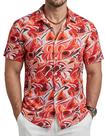Camisa masculina Cotrasen havaiana de manga curta GG laranja vermelha