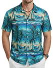 Camisa masculina Cotrasen, havaiana, manga curta, floral tropical