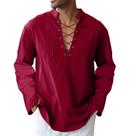 Camisa masculina de algodão e linho CTU Viking Renaissance Wine Red 2XL