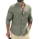 Camisa Masculina de Algodão para Negócios - Manga Longa, Respirável e Cor Sólida