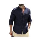 Camisa Masculina de Algodão para Negócios - Manga Longa, Respirável e Cor Sólida