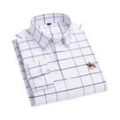 Camisa Masculina de Algodão Puro - Manga Comprida, Xadrez Listrada, Tamanhos S-6XL