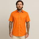 Camisa Masculina De Botão Manga Curta Laranja Neon Viscose Camisa Masculina De Botão Manga Curta Laranja Neon Viscose