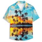Camisa masculina de manga curta Amasnay Beach Sunset Palm Hawaiian Camisa masculina de manga curta Amasnay Beach Sunset Palm Hawaiian