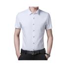 Camisa masculina de manga curta casual de cor sólida sem engomar top confortável