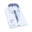 Camisa Masculina De Manga Longa Casual De Negócios Em Algodão De Alta Qualidade Com Gola De