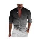 Camisa Masculina De Manga Longa Com Gradiente, Estilo Retrô, Abotoamento Simples, Gola Outono, Camisa Masculina De Manga Longa Com Gradiente, Estilo Retrô, Abotoamento Simples, Gola Outono,