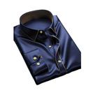 Camisa Masculina De Manga Longa Em Patchwork Luxuosa Casual Inteligente Para Quatro Estações Tuxedo