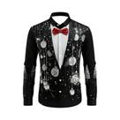 Camisa Masculina De Natal De Manga Longa Com Lapela, Casual E Elegante Para Festas, Tamanhos XS-6XL