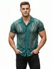 Camisa Masculina de Renda Premium - Transparência Chic Muscle Fit Estilo Resort