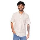 Camisa Masculina Dixie Manga Curta com Listras Areia