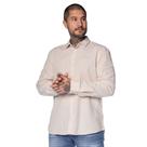 Camisa Masculina Dixie Slim Manga Longa Listras Bege