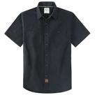Camisa masculina Dubinik de manga curta Chambray preta, ajuste regular
