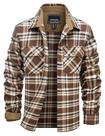 Camisa masculina EKLENTSON com botões, flanela, algodão, marrom L