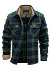 Camisa masculina EKLENTSON, manga comprida, flanela, algodão, verde M