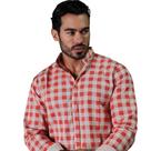 Camisa masculina em linho xadres gola Padre Camisa masculina em linho xadres gola Padre