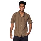 Camisa Masculina Gangster Manga Curta Algodão Listras Musgo Camisa Masculina Gangster Manga Curta Algodão Listras Musgo