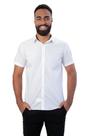 Camisa Masculina Ixória Branca Manga Curta Slim Fit Básica