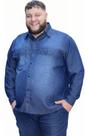 Camisa Masculina Jeans Manga Longa Plus Size Promoção