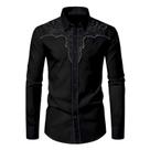 Camisa masculina KISSQIQI Western Cowboy bordada e justa